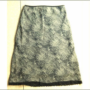 *Lace Trim A Line Animal Print Skirt Black & White